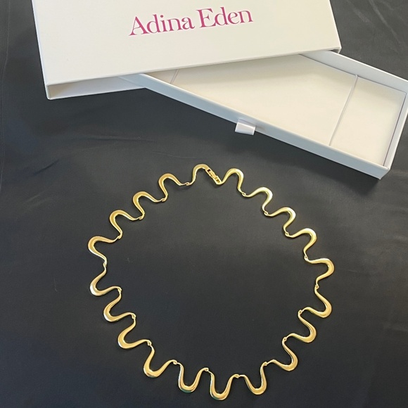 Adina Eden 14K gold squiggle necklace with box - Picture 1 of 6